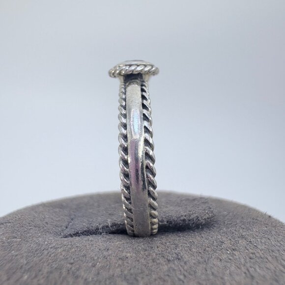 VTG Solid Sterling Silver 925 Amethyst Bezel Set Rope Border Ring Size 7.75 - Picture 4 of 9